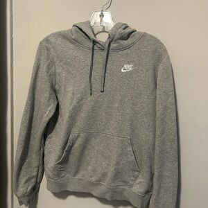 Nike Heather Gray Pullover Hoodie with White Swoosh